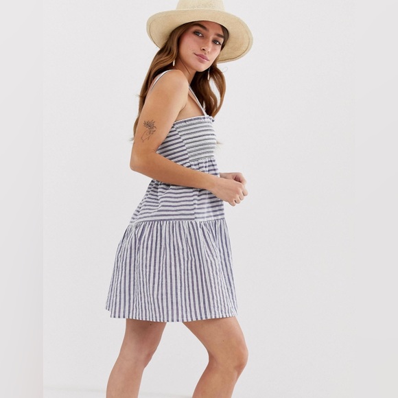 Urban Outfitters Lumiere Woven Blue/ White Stripe Dress. New with tag - Picture 2 of 11